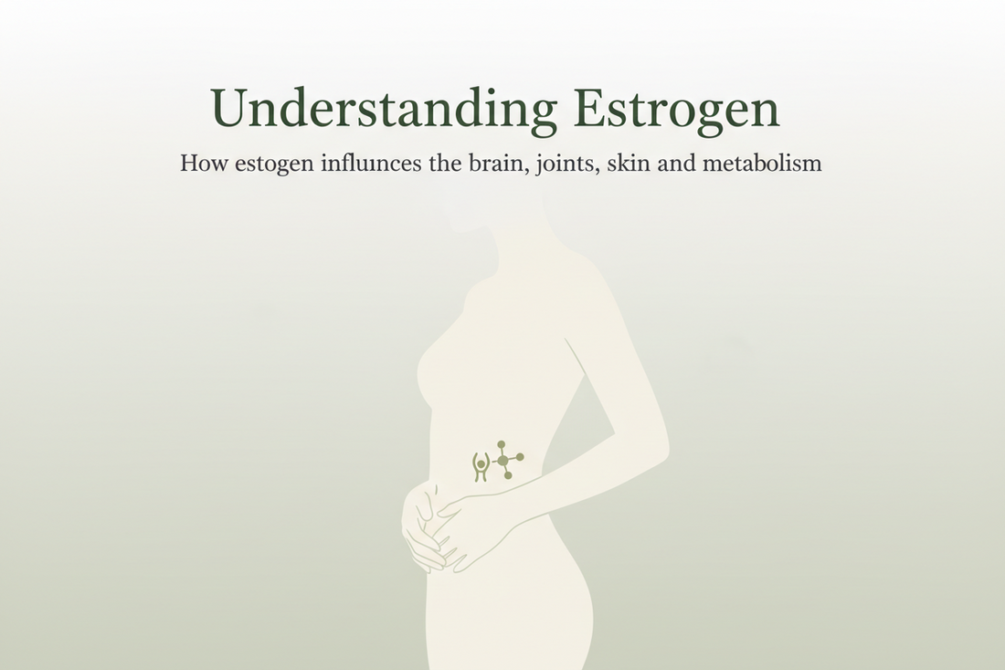 Understanding Estrogen blog header illustration showing a woman and the effects of estrogen on the body